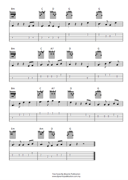 Free Music Guitar Score Download -月亮代表我的心 - Image 2