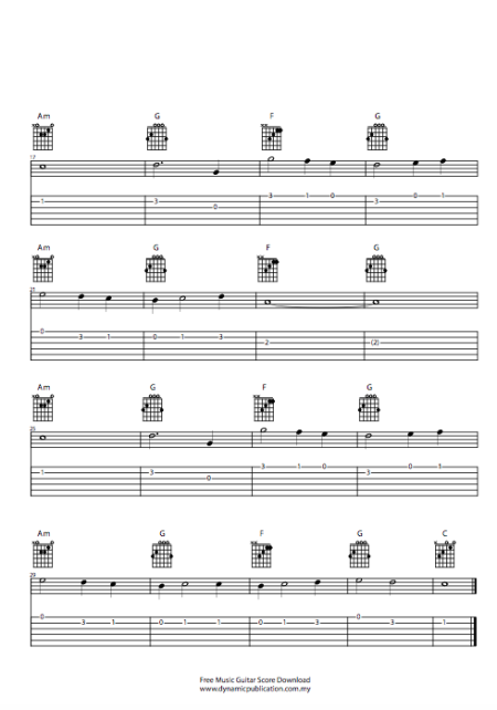 Free Music Guitar Score Download -  Happy Birthday - Image 2