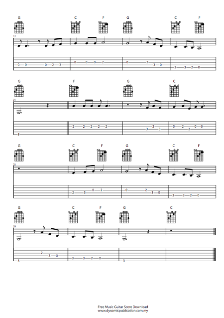 Free Music Guitar Score Download -  Guantanamera - Image 2