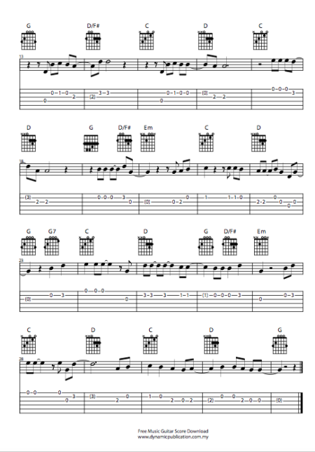 Free Music Guitar Score Download -  Wonderful Tonight - Image 2